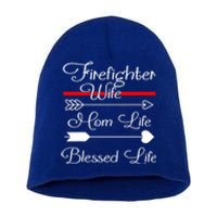 Firefighter Wife Mom Life Blessed Wife Mothers Day Funny Gift Short Acrylic Beanie