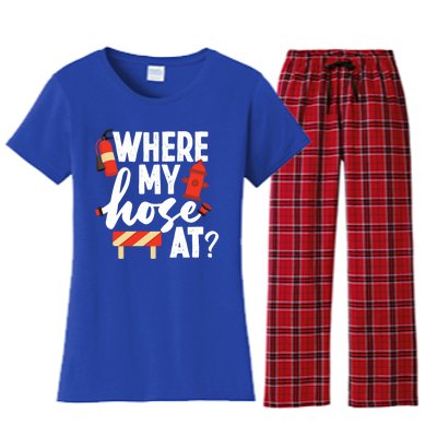 Firefighter Where My Hose At Gift Women's Flannel Pajama Set