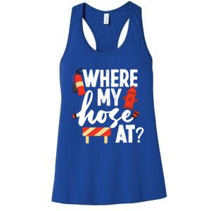 Firefighter Where My Hose At Gift Women's Racerback Tank