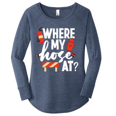 Firefighter Where My Hose At Gift Women's Perfect Tri Tunic Long Sleeve Shirt