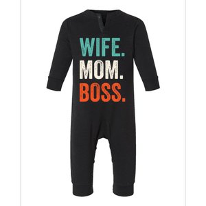 Funny Wife Mom Boss Mothers Day Fun Tee Cute Husband And Husb Cute Gift Infant Fleece One Piece