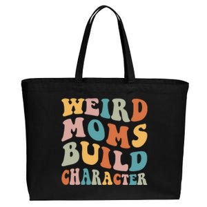 Funny Weird Moms Build Character Overstimulated Mom Groovy Cotton Canvas Jumbo Tote