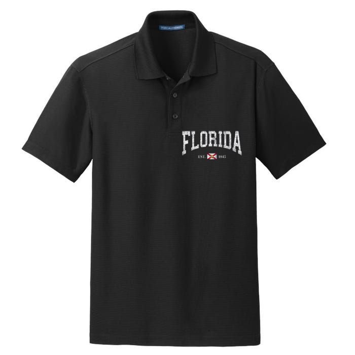 Florida Women Men Kids Florida State Flag Distressed Dry Zone Grid Polo