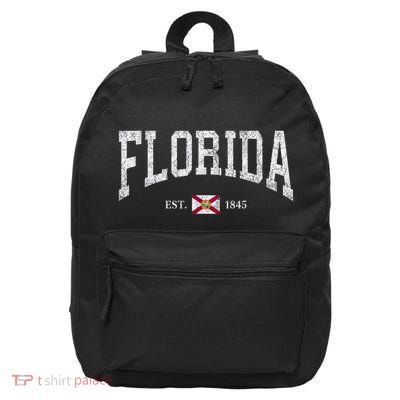 Florida Women Men Kids Florida State Flag Distressed 16 in Basic Backpack
