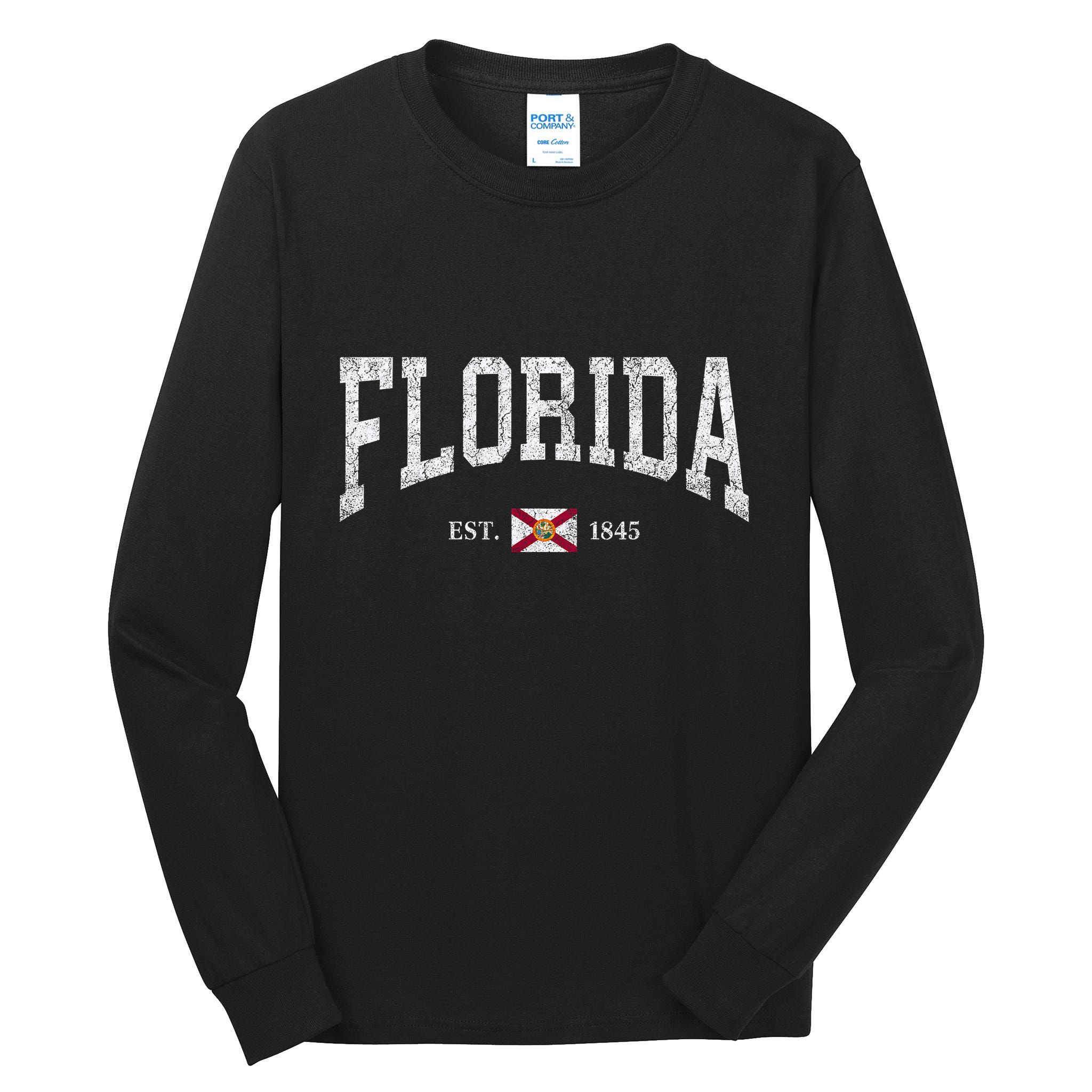 Florida Women Men Kids Florida State Flag Distressed Tall Long Sleeve T-Shirt