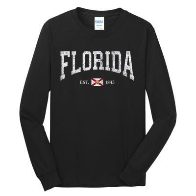 Florida Women Men Kids Florida State Flag Distressed Tall Long Sleeve T-Shirt