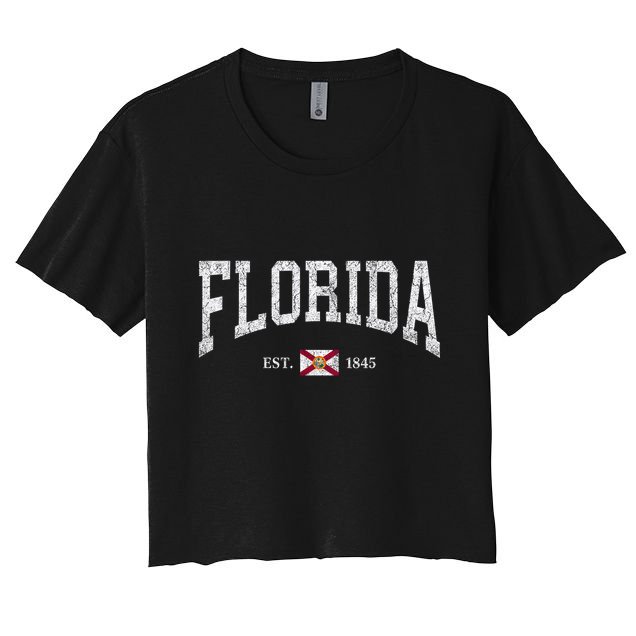 Florida Women Men Kids Florida State Flag Distressed Crop Top