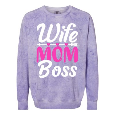 Funny Wife Mom Boss Mother's Day Gift Colorblast Crewneck Sweatshirt