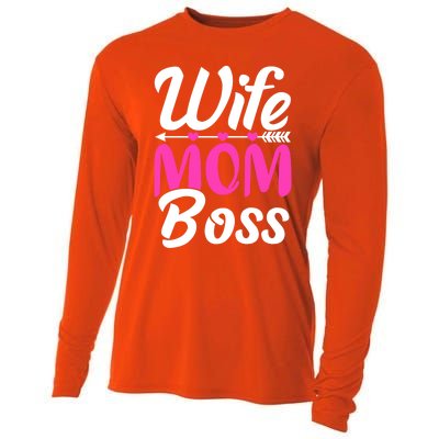 Funny Wife Mom Boss Mother's Day Gift Cooling Performance Long Sleeve Crew