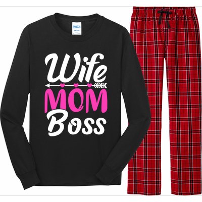 Funny Wife Mom Boss Mother's Day Gift Long Sleeve Pajama Set