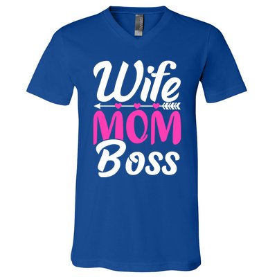 Funny Wife Mom Boss Mother's Day Gift V-Neck T-Shirt