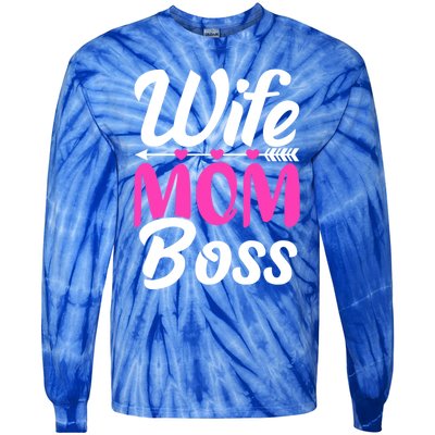 Funny Wife Mom Boss Mother's Day Gift Tie-Dye Long Sleeve Shirt