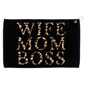 Funny Wife Mom Boss With Leopard Print Mother Mom Design Gift Grommeted Golf Towel