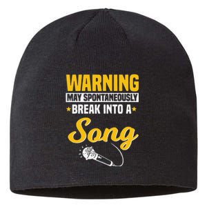 Funny Warning May Spontaneously Break Into A Song Karaoke Lover Sustainable Beanie