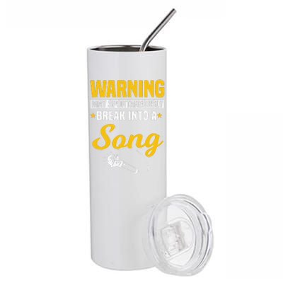 Funny Warning May Spontaneously Break Into A Song Karaoke Lover Stainless Steel Tumbler