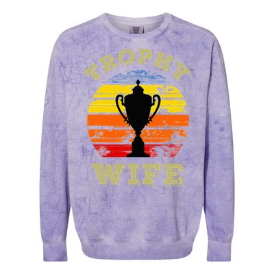 Funny Wife Mom Vintage Retro Sunset Trophy Mothers Day Colorblast Crewneck Sweatshirt