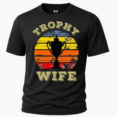 Funny Wife Mom Vintage Retro Sunset Trophy Mothers Day Cooling Performance Crew T-Shirt