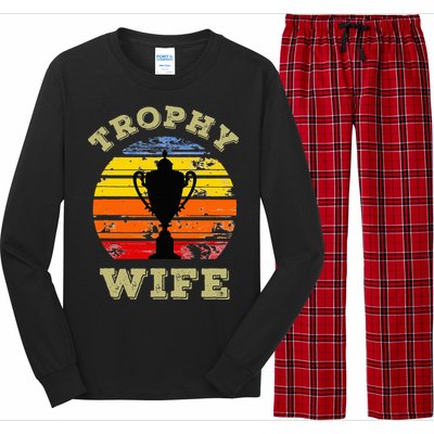 Funny Wife Mom Vintage Retro Sunset Trophy Mothers Day Long Sleeve Pajama Set