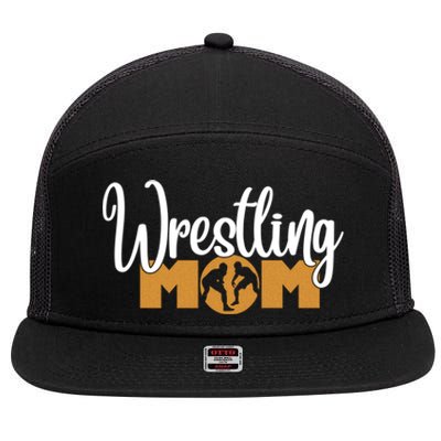 Funny Wrestling Mom Wrestler Mom Meaningful Gift 7 Panel Mesh Trucker Snapback Hat