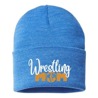Funny Wrestling Mom Wrestler Mom Meaningful Gift Sustainable Knit Beanie
