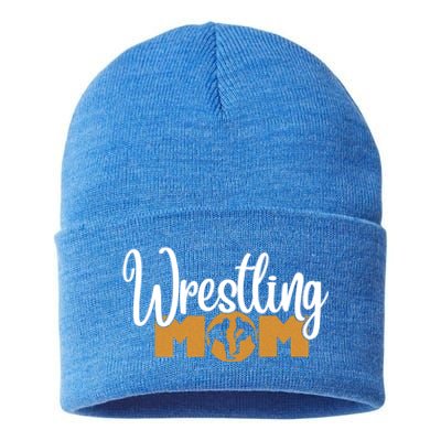 Funny Wrestling Mom Wrestler Mom Meaningful Gift Sustainable Knit Beanie