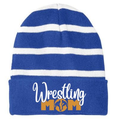 Funny Wrestling Mom Wrestler Mom Meaningful Gift Striped Beanie with Solid Band