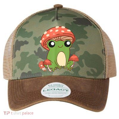 Frog With Mushroom Hat Cute Cottagecore Aesthetic Legacy Tie Dye Trucker Hat
