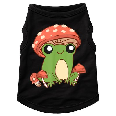 Frog With Mushroom Hat Cute Cottagecore Aesthetic Doggie Tank