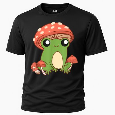Frog With Mushroom Hat Cute Cottagecore Aesthetic Performance Shirt