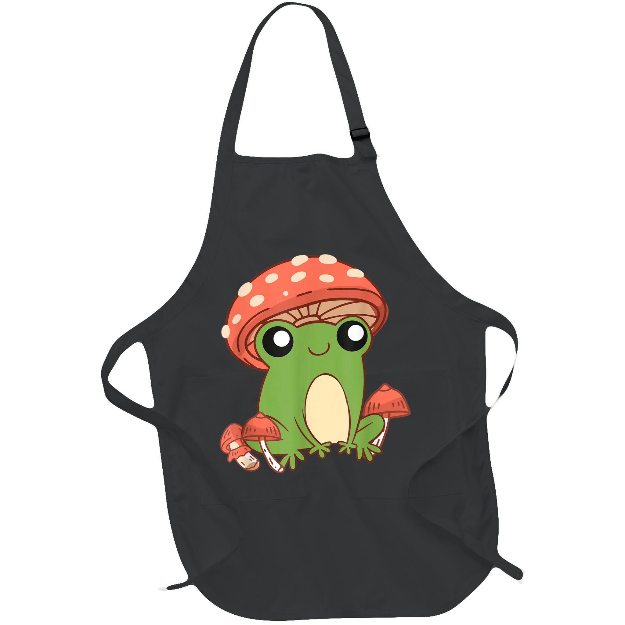 Frog With Mushroom Hat Cute Cottagecore Aesthetic Apron