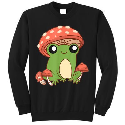 Frog With Mushroom Hat Cute Cottagecore Aesthetic Sweatshirt