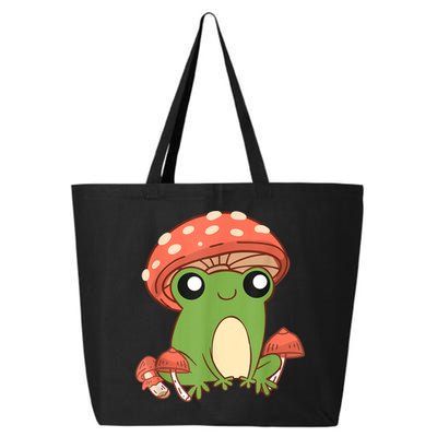 Frog With Mushroom Hat Cute Cottagecore Aesthetic 25L Jumbo Tote