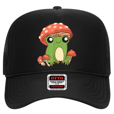 Frog With Mushroom Hat Cute Cottagecore Aesthetic Trucker Hat