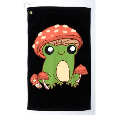 Frog With Mushroom Hat Cute Cottagecore Aesthetic Golf Towel