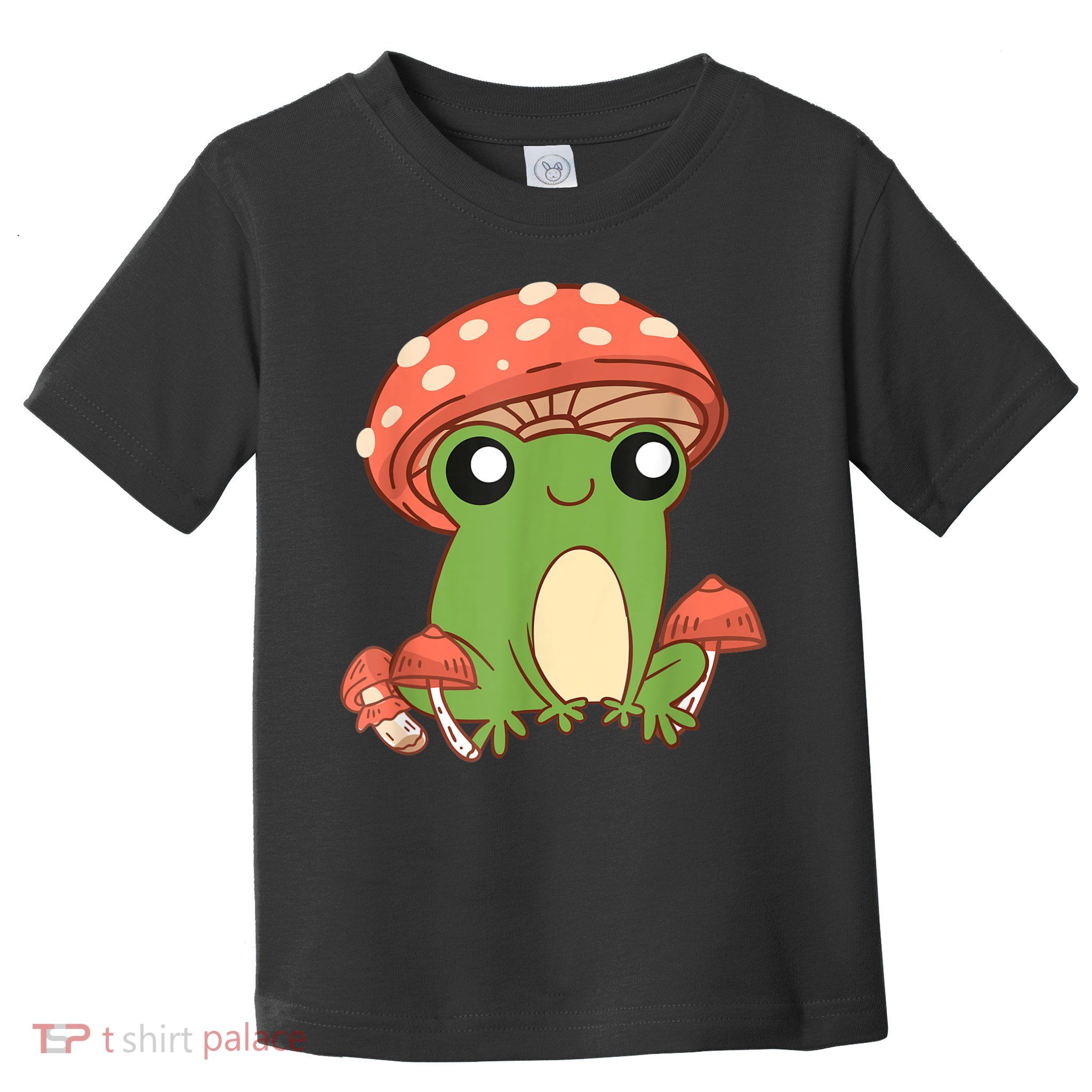 Frog With Mushroom Hat Cute Cottagecore Aesthetic Toddler T-Shirt