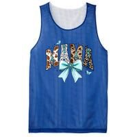 Fall Western Mama Cow Print Coquette Bow Mama Cowhide Mama Funny Gift Mesh Reversible Basketball Jersey Tank