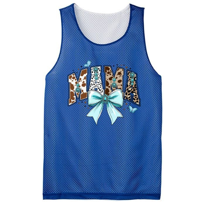 Fall Western Mama Cow Print Coquette Bow Mama Cowhide Mama Funny Gift Mesh Reversible Basketball Jersey Tank