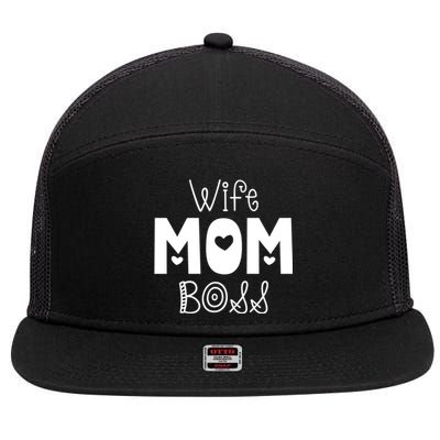 Funny Wife Mother Boss Retro Mom MotherS Day Gift 7 Panel Mesh Trucker Snapback Hat