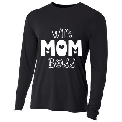 Funny Wife Mother Boss Retro Mom MotherS Day Gift Cooling Performance Long Sleeve Crew