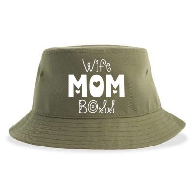 Funny Wife Mother Boss Retro Mom MotherS Day Gift Sustainable Bucket Hat