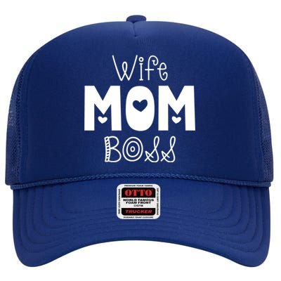 Funny Wife Mother Boss Retro Mom MotherS Day Gift High Crown Mesh Back Trucker Hat