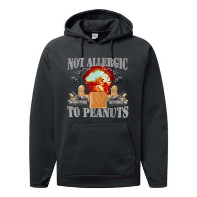 Funny Weird Meme Not Allergic To Peanut Cursed Peanut Butter Performance Fleece Hoodie