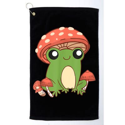 Frog With Mushroom Hat Cute Cottagecore Aesthetic Golf Towel