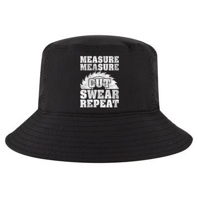 Funny Woodworking Measure Cut Swear Repeat Gift Cool Comfort Performance Bucket Hat