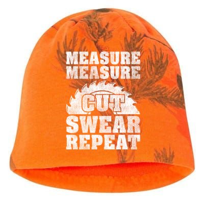 Funny Woodworking Measure Cut Swear Repeat Gift Kati - Camo Knit Beanie