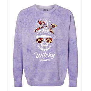 Funny Witchy Mama Skull Witch Mom Women Spooky Halloween Day Colorblast Crewneck Sweatshirt