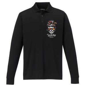 Funny Witchy Mama Skull Witch Mom Women Spooky Halloween Day Performance Long Sleeve Polo