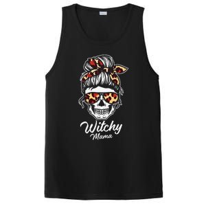 Funny Witchy Mama Skull Witch Mom Women Spooky Halloween Day PosiCharge Competitor Tank