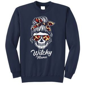 Funny Witchy Mama Skull Witch Mom Women Spooky Halloween Day Sweatshirt