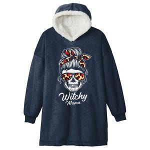 Funny Witchy Mama Skull Witch Mom Women Spooky Halloween Day Hooded Wearable Blanket